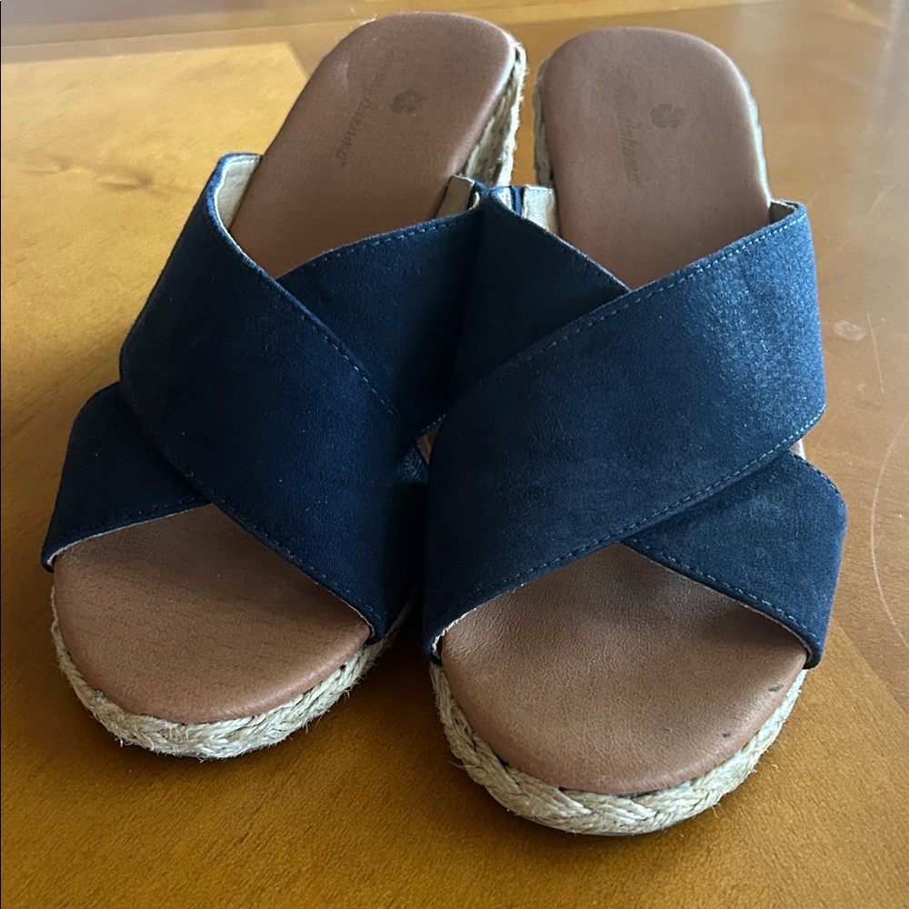 Women's Navy Wedge Sandals